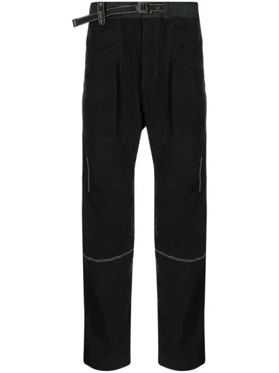 And Wander Belted Reflective-stitch Trousers In Black