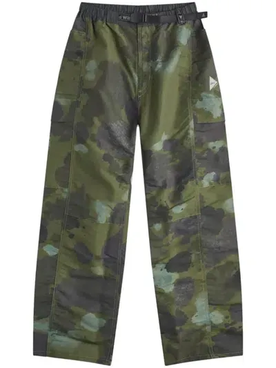 And Wander X Gramicci Camouflage-print Cargo Trousers In Green