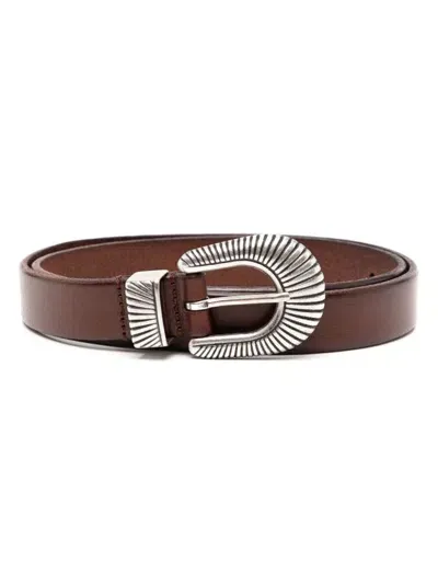 Anderson's Nubuck Western Leather Belt In Brown