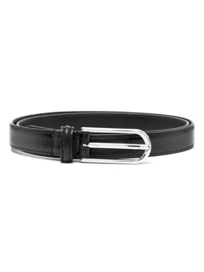 Anderson's Skinny French Calf Leather Belt In Black