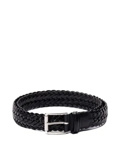 Anderson's Woven Leather Casual Belt In Dark Blue