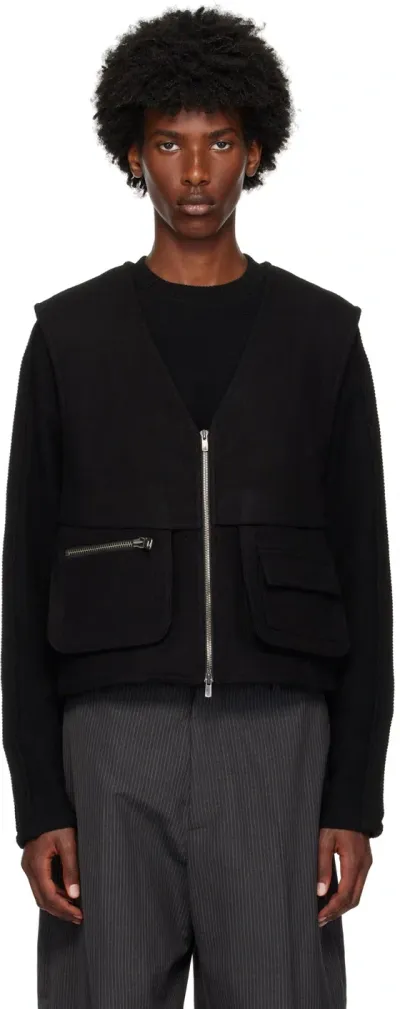 Andersson Bell Black Wool Zip-up Vest