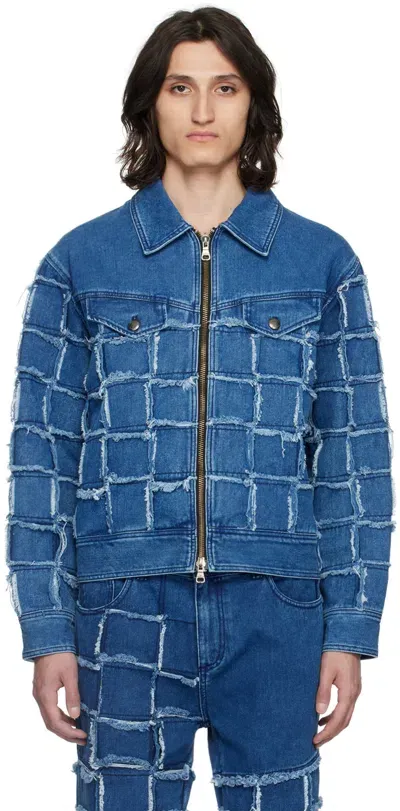 Andersson Bell Blue New Patchwork Denim Jacket In Washed Blue