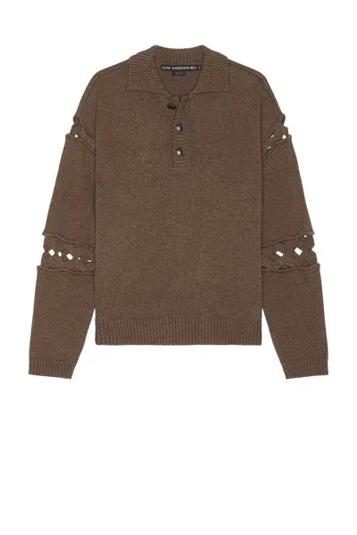 Andersson Bell Cutout Polo Sweater In Brown