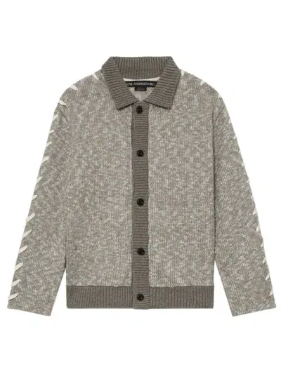 Andersson Bell Lace-up Knitted Cardigan In Neutrals