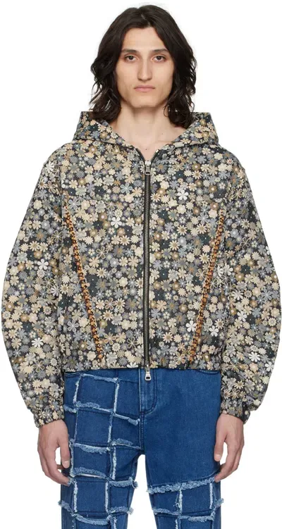 Andersson Bell Multicolor Flower Jacket In Beige/black