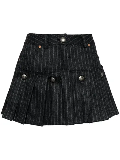 Andersson Bell Stripe Wool Skort In Black