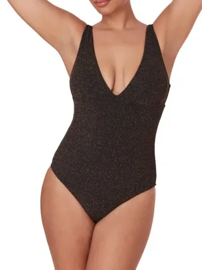 Andie Augustine One-piece In Black Lurex Rib