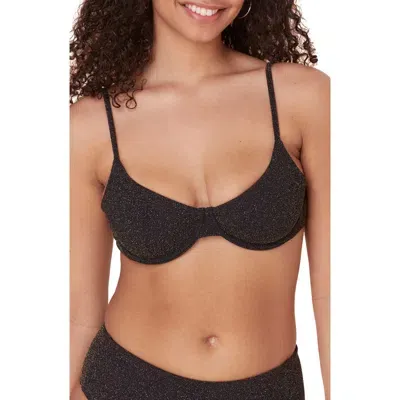 Andie The Bermuda Metallic Underwire Bikini Top In Black