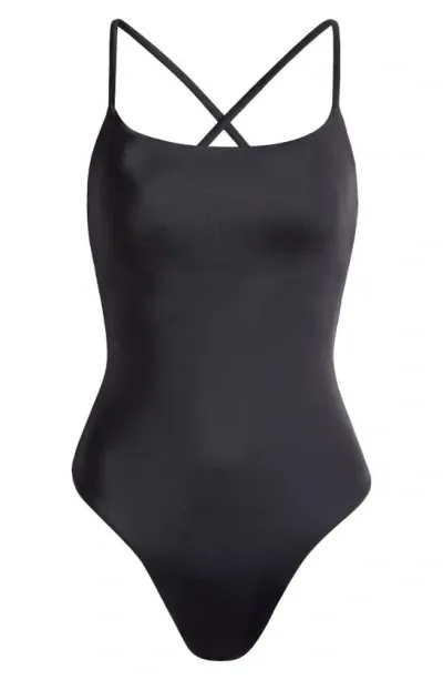 Andie The Fiji Lace-up Back One-piece Swimsuit In Black