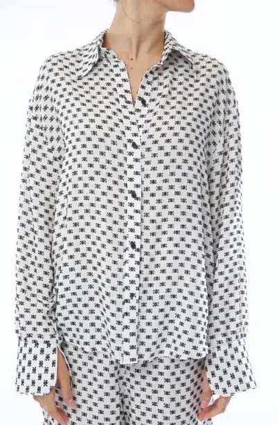 Andine Essen Le Marais Cotton Button-up Shirt In White And Black