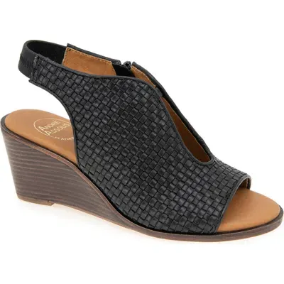 Andre Assous André Assous Belinda Wedge Slingback Sandal In Black Woven