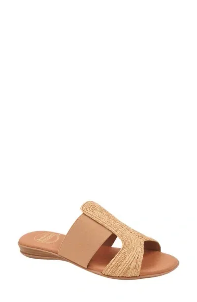 Andre Assous Noor Raffia Slide Sandal In Beige/beige