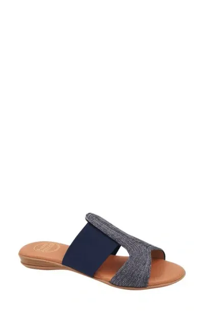 Andre Assous Noor Raffia Slide Sandal In Navy