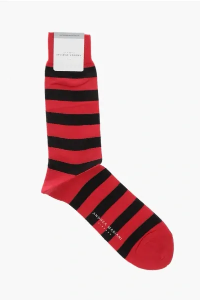 Andrea Mariani Two-tone Striped Long Socks In Red