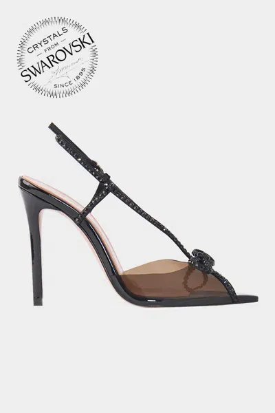 Andrea Wazen Kay Patent Sandal In Glossy Black