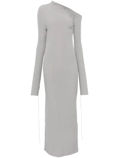 Andrea Ya'aqov Asymmetric-neck Maxi Dress In Grey