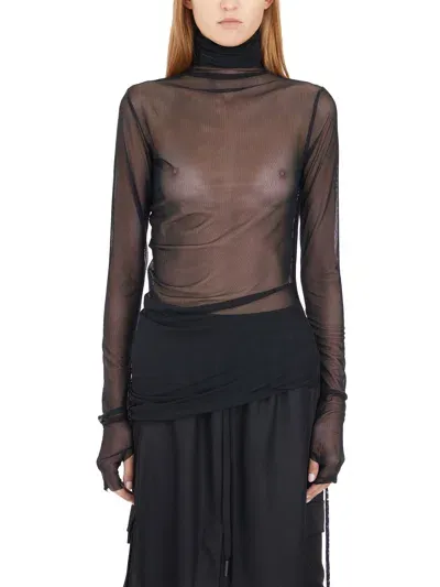 Andrea Ya'aqov Maglia In Mesh Collo Alto In Black