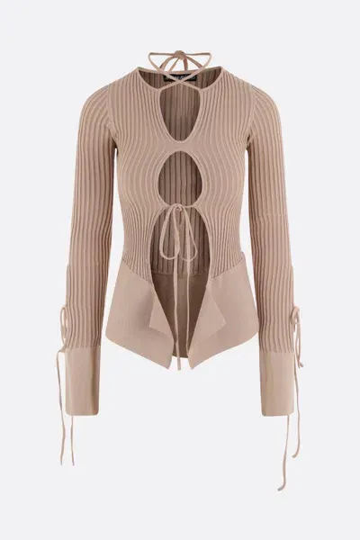 Andreädamo Andreādamo Woman Sweater Beige Size M Viscose, Polyester, Polyamide, Elastane In Nude