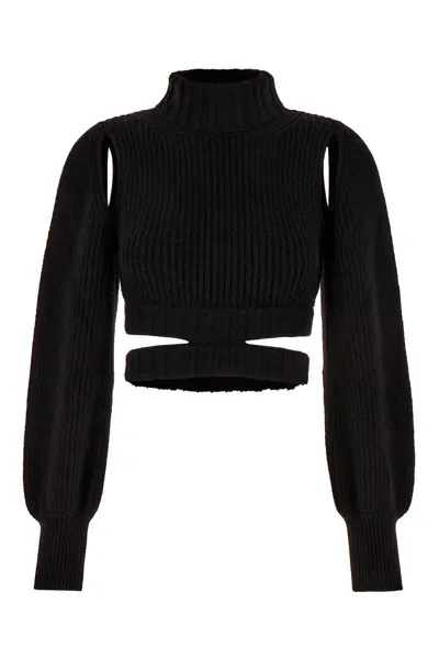 Andreädamo Black Stretch Wool Blend Sweater In 0473