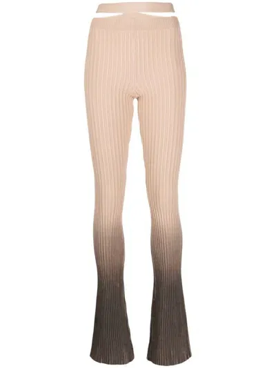 Andreädamo Ribbed Flared Trousers In Neutrals