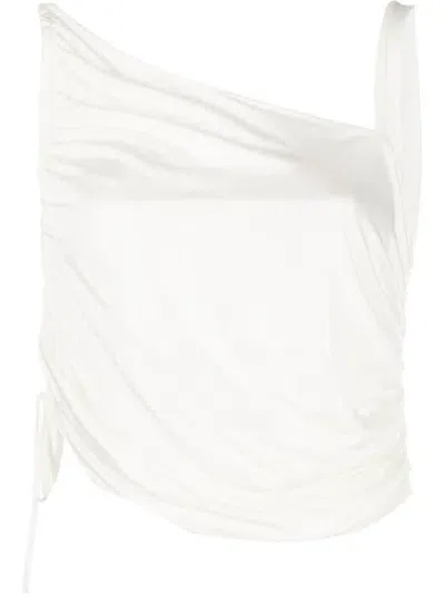 Andreädamo White White Single-strap Gathered Tank Top