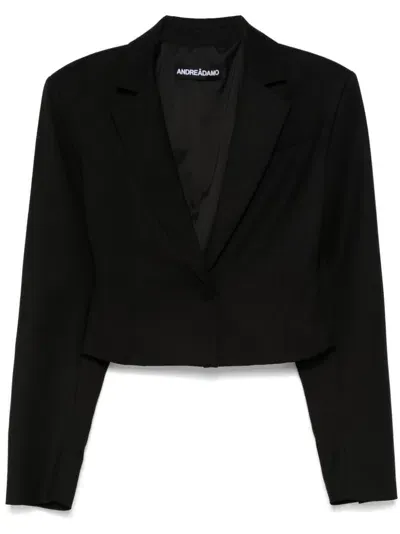 Andreädamo Flannel Crop Blazer In Black