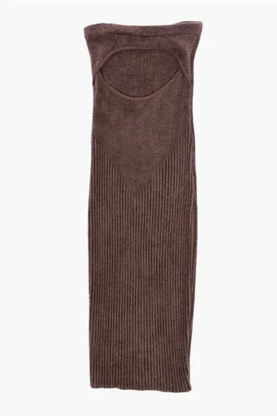 Andreädamo Ribbed Chenille Pencil Skirt With Cut-out Detail