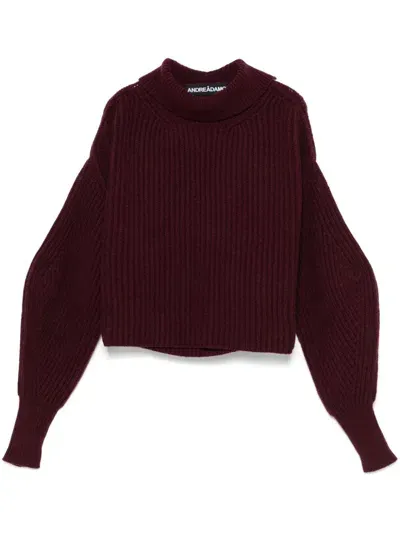 Andreädamo Ribbed-knit Cropped Sweater In Red