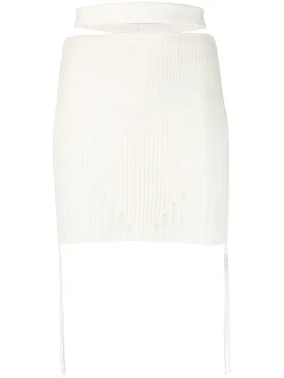 Andreädamo Ribbed Knit Skirt In White