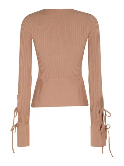 Andreädamo Nude Viscose Blend Cut Out Sweater In Nude & Neutrals