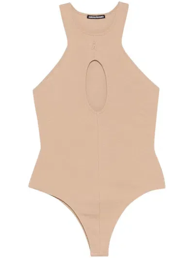 Andreädamo Tank-top Bodysuit In Neutrals