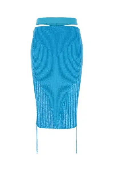 Andreädamo Turquoise Stretch Viscose Blend Skirt In 1267