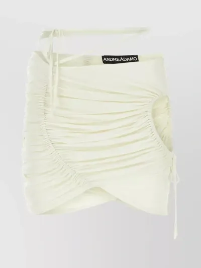 Andreädamo Draped Jersey Mini Skirt With Cut-out An In Beige