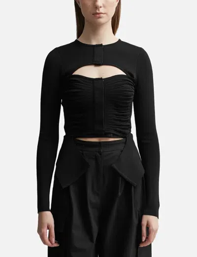 Andreädamo Xray Cut-out Ruched Cardigan In Black