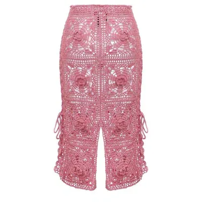 Andreeva Dust Rose Handmade Crochet Skirt In Pink