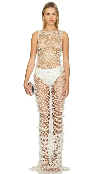 Andreeva Malva Crochet Maxi Dress In 실버