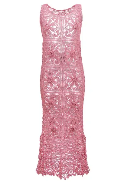 Andreeva Dust Rose Handmade Crochet Dress In Pink