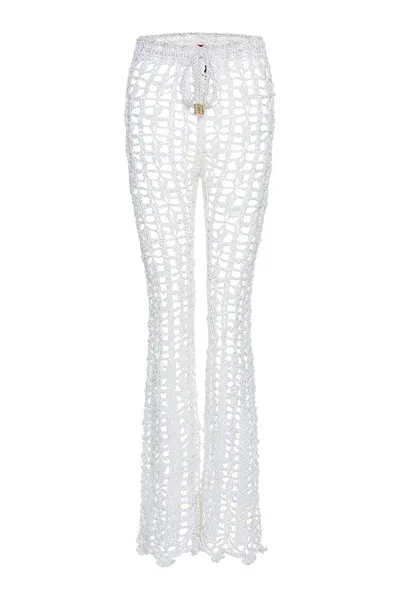 Andreeva Women's White Vanilla Handmade Crochet Pants