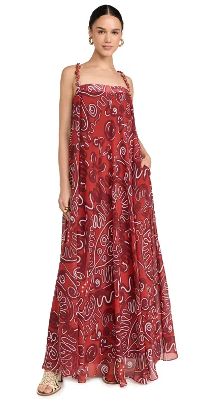 Andres Otalora Delatada Dress Terracotta Tribal Waves