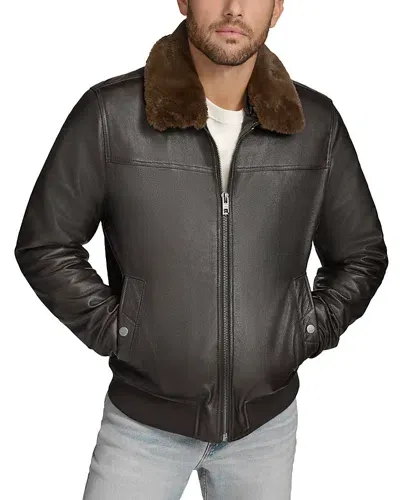 Andrew Marc Hedland Leather Jacket In Chocolate