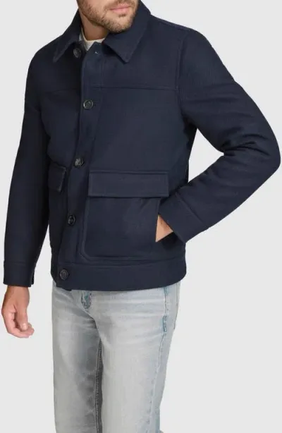 Andrew Marc Warwick Chore Coat In Navy