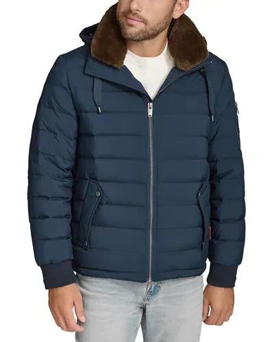 Andrew Marc Loxton Faux Fur Collar Quilted Down Jacket In Ink