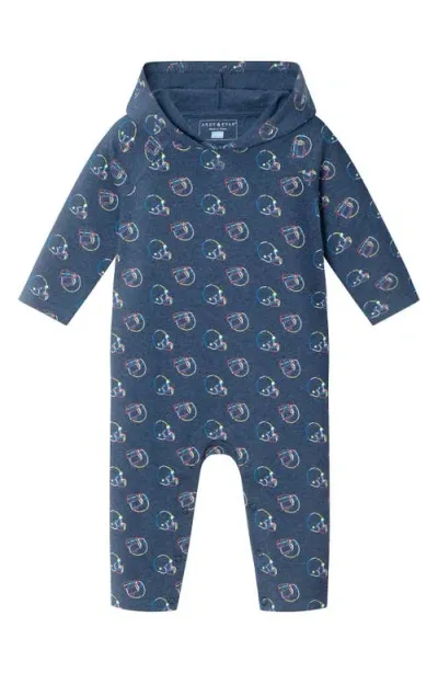 Andy & Evan Babies'  Football Hooded Stretch Cotton Romper In Nvc