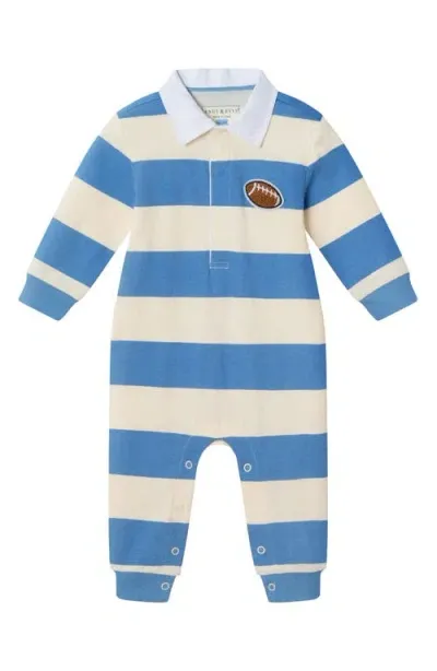 Andy & Evan Babies'  Stripe Stretch Cotton Polo Romper In Bld