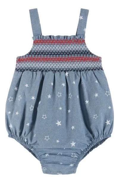 Andy & Evan Babies' Smocked Ruffle Bodysuit In Chambray Amer