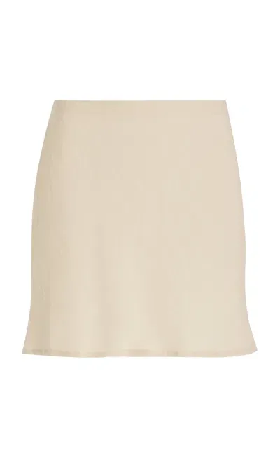 Anemos Bias-cut Linen-blend Mini Skirt In White