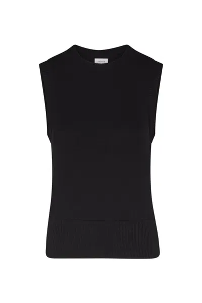 Anemos Sleeveless Sweater In Stretch Modal Knit In Black