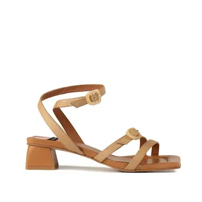 Angel Alarcon Genon Leather And Brown Raffia Heeled Sandal