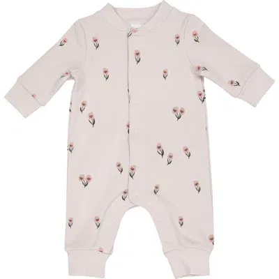 Angel Dear Babies'  Floral Organic Cotton Blade Collar Romper In Pink